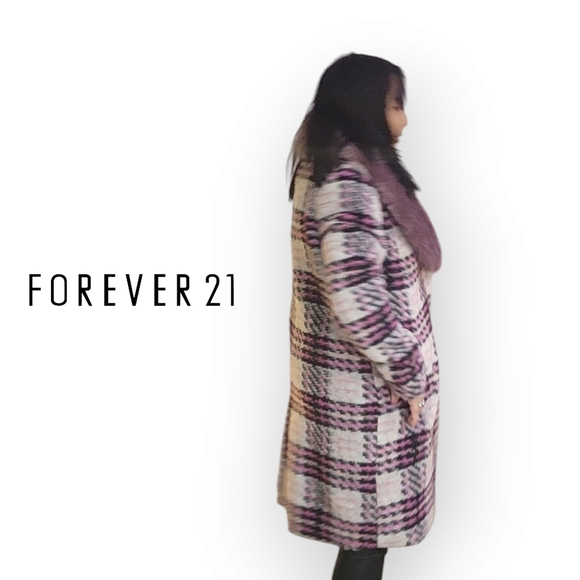 FOREVER 21 WOMENS MEDIUM WOOL FAUX FUR WINTER COAT - Picture 4 of 10